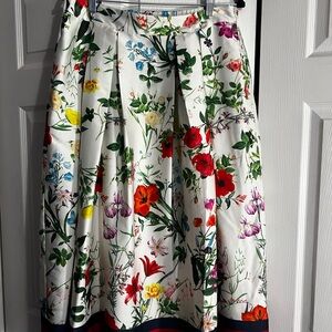 Halogen White Floral A-Line Skirt with Multicolor Blooms